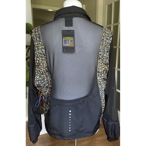 Nike Running Jacket Small Black Multicolor Print Mesh Back Reflective - Picture 5 of 9